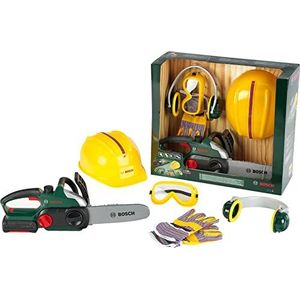 Theo Klein 8532 Bosch Chainsaw I with Battery - Powered Sawing Noises and Flashing Light I Protective Equipment Included I Toy for Children Aged 3 Years and up