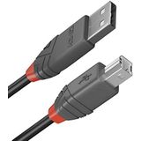 LINDY - Kabel USB naar USB 2.0 A/B, antraciet Line 7,5 m, kabel met gegevensoverdracht van 480 Mbps, compatibel met TV, monitor, tablet, laptop, camera