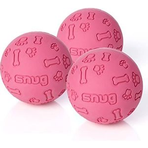 Snug Set van 3 rubberen ballen voor kleine en middelgrote honden, tennisbal, praktisch onverwoestbaar (set van 3, roze)