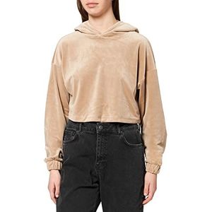 Urban Classics Dames Fluweel Oversize Hoodie, Kleur: Taupe