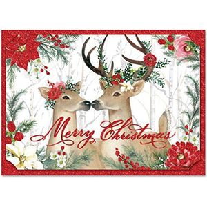 Punch Studio Deer Cheer 43357 decoratieve kaarten met enveloppen, 12 stuks, meerkleurig