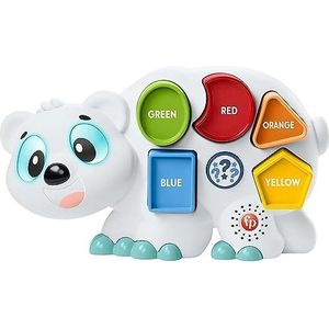 Fisher-Price - Praat Friends Fabietto Beer, vormen en kleuren, Italiaanse versie, interactief muziekspeelgoed en puzzel met lichten en leerbewegingen, speelgoed voor kinderen, 18 maanden en HRB80