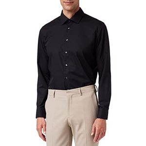 seidensticker Seidensticker Herenoverhemd met slanke pasvorm, strijkvrij, 62 heren zakelijk overhemd, zwart (zwart), 44