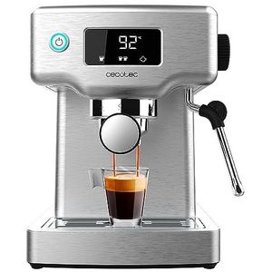 Cecotec Power Espresso 20 Square Pro Espressomachine, 1450 W, 20 bar, ThermoBlock, verstuiver, 2 koffiekopjes, afneembaar waterreservoir van 1 liter, verwarmingsplaat