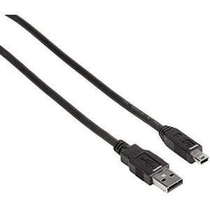 Hama USB 2.0-kabel, stekker A-stekker, mini-B-stekker (Mini USB B stekker/USB A-stekker, USB 2.0, Pin B5, 480 MBit/s, 1,80 m), zwart