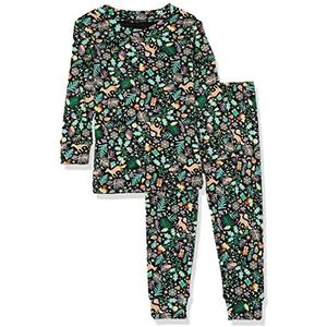 Amazon Essentials Ensemble pyjama unisexe en coton à coupe ajustée pour tout-petits, folklorique noir, 2T