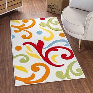 Surya Marseille - Modern abstract tapijt voor woonkamer, eetkamer, slaapkamer, abstract tapijt met gemiddelde pool voor eenvoudig onderhoud, groot tapijt 150 x 80 cm, meerkleurig