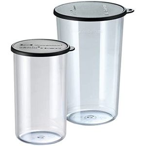bamix Set van 2 transparante maatbekers van hittebestendig kunststof met deksel - vaatwasmachinebestendig - 400 ml / 600 ml