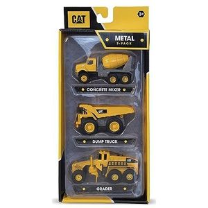 Caterpillar Cat 82273, 3 metalen bouwmachines, 10 cm (betonmixer, vrachtwagen, benne, grader)