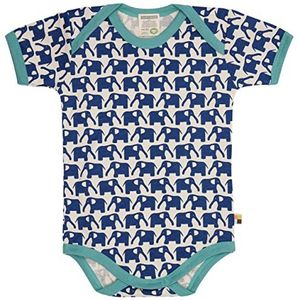 loud + proud Bodysuit met korte mouwen en olifantenprint, Gots gecertificeerd T-shirt uniseks baby, Outremer Blauw