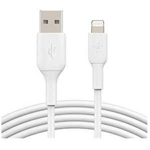 Belkin Lightning-kabel (Boost Charge Lightning naar USB-kabel voor iPhone, iPad, AirPods, MFi-gecertificeerde oplaadkabel voor iPhone, wit, 1 m, 2 stuks), 2 m