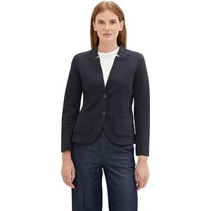 TOM TAILOR Basic poefblazer voor dames met zakken, 18964 - Indigo Vintage Heather Blauw