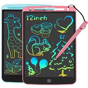 JOEAIS Tekentablet voor kinderen, 2 stuks, 30,5 cm, grafisch tablet voor kinderen, magische leisteen, perfecte cadeaus voor jongens en meisjes, 3, 4, 5, 6, 7, 8, 9, 10, 11, 12 jaar (roze + blauw)