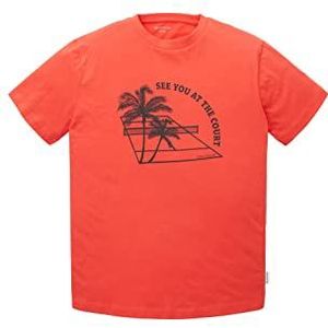 TOM TAILOR 1035988 T-shirt voor kinderen met jongensprint (1 stuk), 11042 effen rood