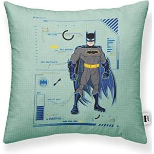 BELUM | Kussensloop Batman | Kussensloop Half Panama stof 100% biologisch katoen | kussensloop met verborgen ritssluiting | Grootte 45x45 cm