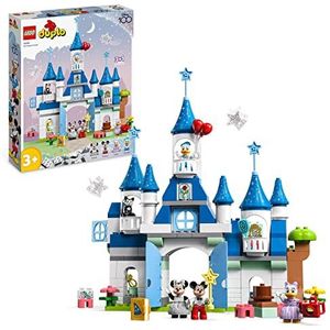 LEGO 10998 DUPLO Disney Het magische kasteel 3-in-1, baksteenspel met de figuren Mickey Mouse, Minnie, Donald Duck en Daisy, speelgoed voor kinderen vanaf 3 jaar, 100e verjaardag van Disney