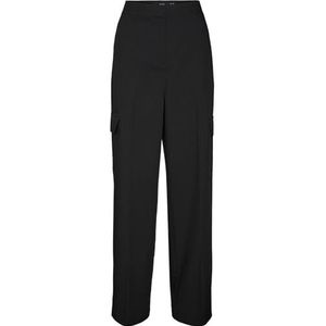 Bestseller A/S Vmzelda HR Straight Cargo Pant Noos damesbroek, zwart, 42W/32L, SCHWARZ