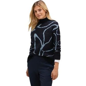 Street One Gebreide trui met patroon voor dames, Donkerblauw