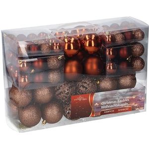 Kerstballen, kunststof, brons, 100 stuks