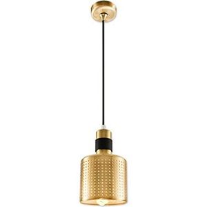 Homemania Lavinya hanglamp staande lamp cilinder, zwart goud metaal 12 x 120 cm, 1 x Max 40 W, E14