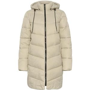 KAFFE Kaffe Puffer Coat voor dames, hoge kraag, capuchon, middelgroot, ritssluiting, regular fit, jas voor dames, Veer Grijs