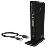 ICY BOX USB 3.0 laptop docking station, USB-C docking station met twee video-uitgangen (HDMI en DVI) voor laptop (gigabit ethernet, 6 USB 3.0-poorten), IB-DK2241AC