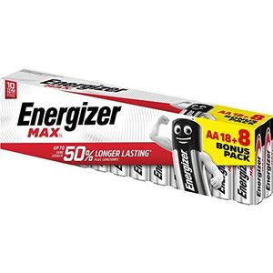 Energizer Alkaline MAX AA alkaline batterijen, 18 + 8 stuks