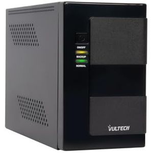 VulTech UPS650VA-LFP-NAS UPS serie ononderbroken voeding voor desktop- en netwerkharde schijf, 650 VA 350 W, interactieve lijn, lcd-display, 2 x 10-16 A Schuko-stopcontacten,