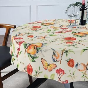 Istria Afwasbaar stoffen tafelkleed, onderhoudsvriendelijk, lotuseffect, waterafstotend, voor binnen en buiten, rond, 140 cm
