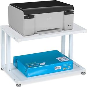 Relaxdays printertafel - 2 etages - tot 20 kg per etage - printerkastje - printerstandaard - wit