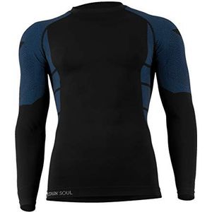 Seamless functioneel ondergoed voor heren, skiondergoed, outdoor, skiën, naar keuze als broek of longsleeve, hemd zwart/blauw