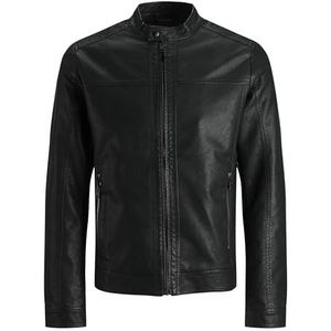 JACK & JONES JJEWARNER JACKET NOOS heren jas kunstleer, Zwart, XXL