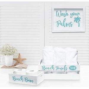 Elegant Designs Handdoekframe, 1 toiletpapierhouder, hout, kust/strand/groot, L