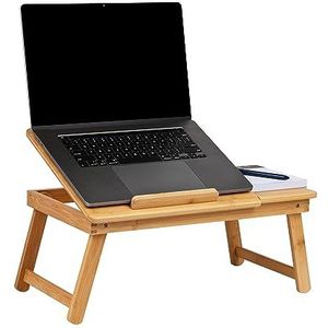 Mind Reader Bali Collection Draagbaar laptopbureau van bamboe rayon met kantelbare bovenkant, klappoten, 50 x 30 x 21 cm (l x b x h), bruin