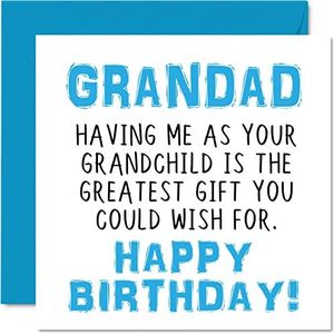 Grappige verjaardagskaart voor grootvaders – ""Having Me as Your Grandchild Greatest Gift Wish"" – grappige verjaardagskaart van kleinkinderen, zoon, banter gifts, 145 mm x 145 mm