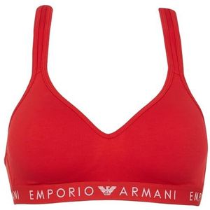 Emporio Armani Iconic Logoband Padded Bralette Bra voor dames, lakrood, L, Rode lak