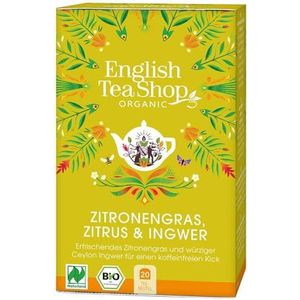 English Tea Shop - Biologische gember- en citroengrasinfusie - Verkwikkende kruidenthee van citroengras en Ceylon gember met citrusgeuren - Doos met 20 zakjes kruidenthee