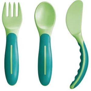 MAM Baby's Cutlery ZEDMM331N bestekset met vork, lepel en mes, 6 maanden, groen