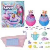 Hatchimals Alive, Make a Splash, Set met 15 accessoires, badkuip, 2 minifiguren die van kleur veranderen in eieren die vanzelf uitkomen, speelgoed voor meisjes en jongens