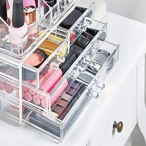 Make-up organizer van transparant acryl, voor make-up, nagellak, kunsthandwerk, kwasten en sieraden