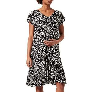 SUPERMOM Dress Short Sleeve Allover Print Leaf Robe, Noir-P090, 34 Femme