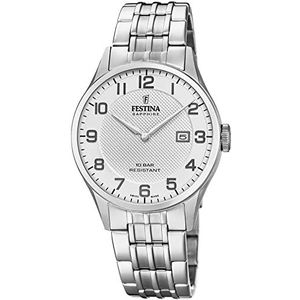 Festina Uniseks volwassen analoog kwarts horloge met armband van roestvrij staal F20005/1, zilver, groot, armband, zilver., Armband