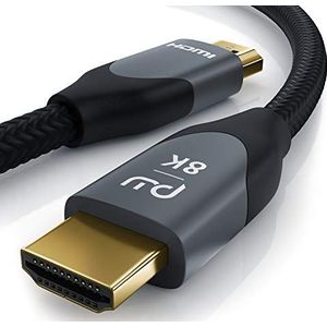 CSL HDMI-kabel 8k 2.1 2 meter 8K @ 60Hz 4K @ 120Hz met DSC HDMI 2.1 2.0a 2.0b 3D Highspeed Ethernet HDTV UHD II Dynamic HDR-10+ eARC Variable Refresh Rate VRR Dolby Vision.