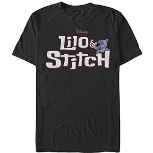 Disney Lilo & Stitch Unisex T-shirt met Organic logo, zwart, XXL, SCHWARZ