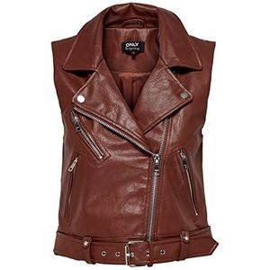 Only Onlvera Otw Faux Leather Waistcoat voor dames, Cherry Mahogany, 3XL, Cherry Mahogany