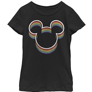 Disney Mickey and Friends Pride Rainbow Ears Girls T-shirt, zwart, XS, zwart.