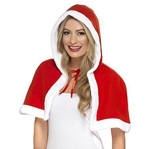 Smiffys Mini-cape met kerstmotief, rood