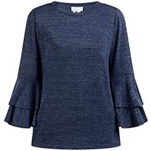 SANIKA T-shirt à manches longues pour femme, bleu marine, L