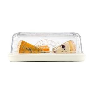 Kilner Cheese Store Luchtdichte Kaasopslag Verwijderbare siliconen afdichting voor ademende opslag Keramische basis voor het serveren van de vaatwasser Glazen deksel 8,5 cm x 23,4 cm x 15,3 cm