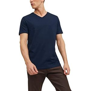 Jack & Jones Jjeorganic Basic T-shirt met V-hals Noos T-shirt voor heren, marineblauw blazer